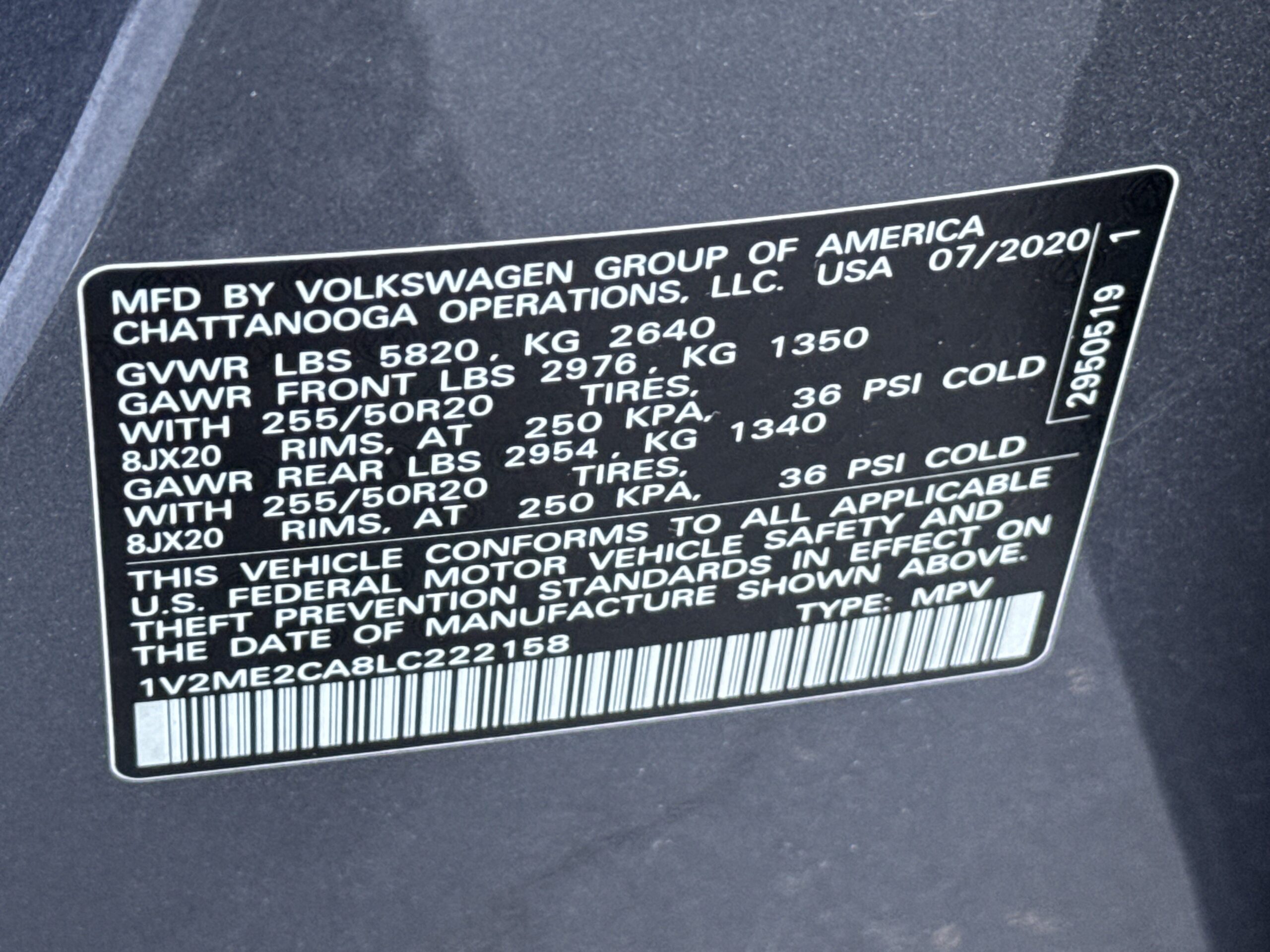 2020 Volkswagen Atlas Cross Sport 3.6L V6 SEL